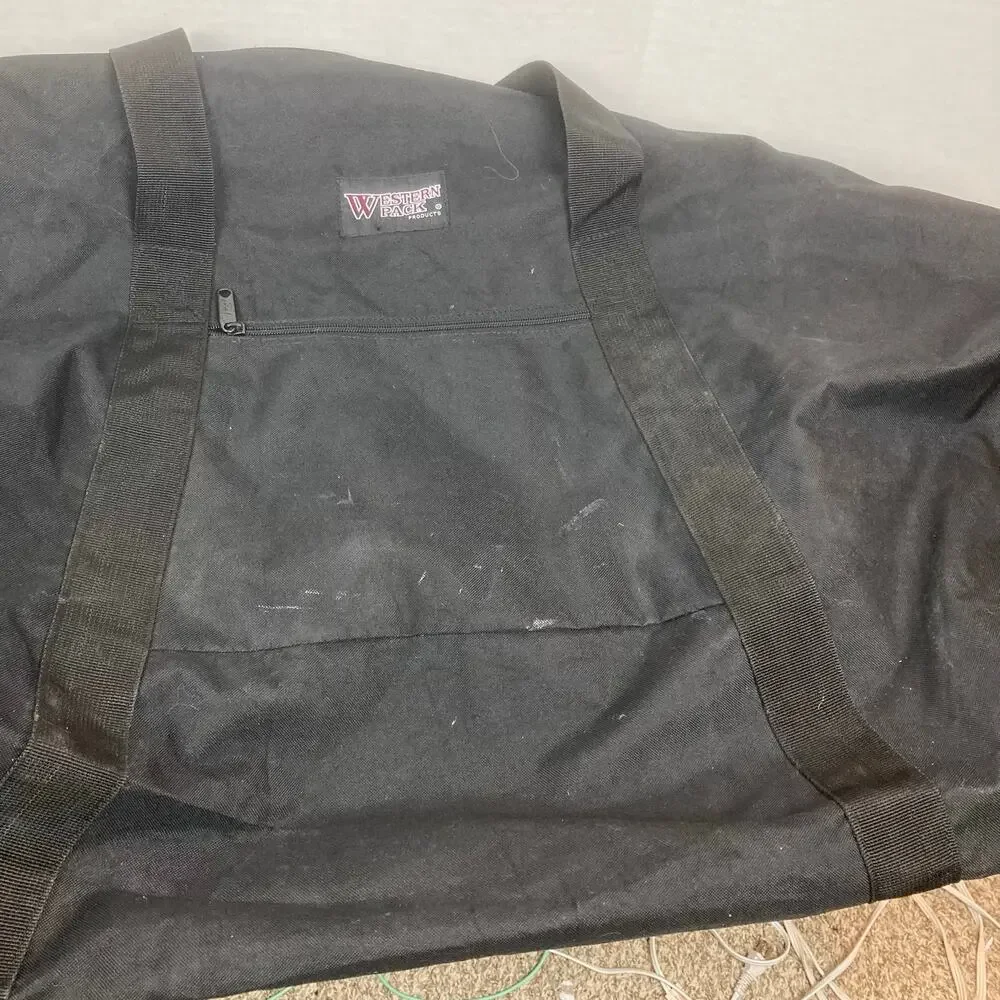 Western Pack Duffle Bag L Black Outdoors Travel Gear Gym Weekender Trip 30x24